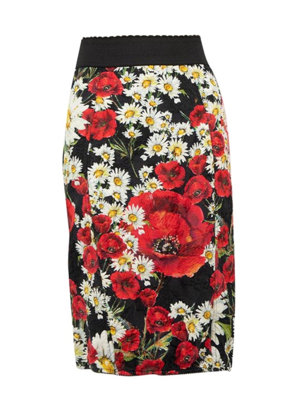 Dolce & Gabbana Floral Pencil Skirt - Red Poppy & White Daisy Print